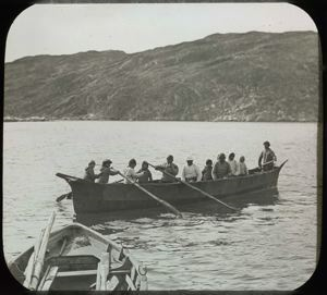 Image of Eskimos [Inuit] in Umiak